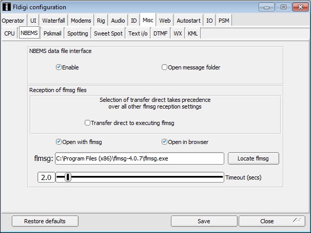 Fldigi NBEMS information