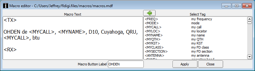 Fldigi OHDEN macro