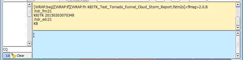 Fldigi receive and transmit panes