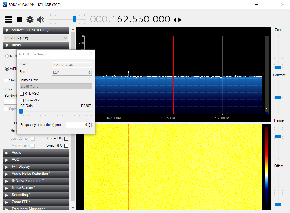 aprs_rx_rtl-sdr_pi_igate-10_testing_configuration-06_windows_sdrsharp_rtl-tcp_connected